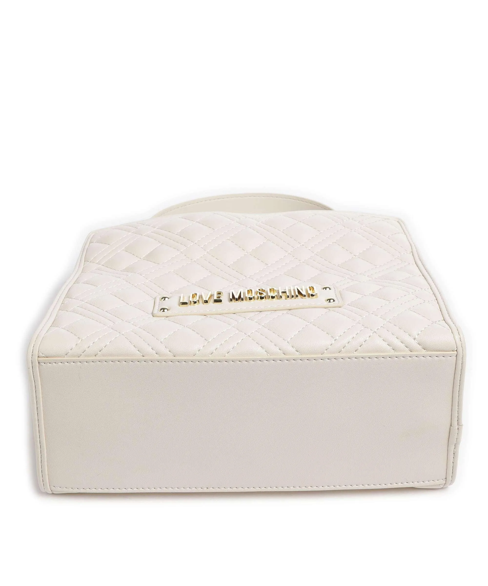  Love Moschino Quilted Borsa a mano pelle sintetica avorio  