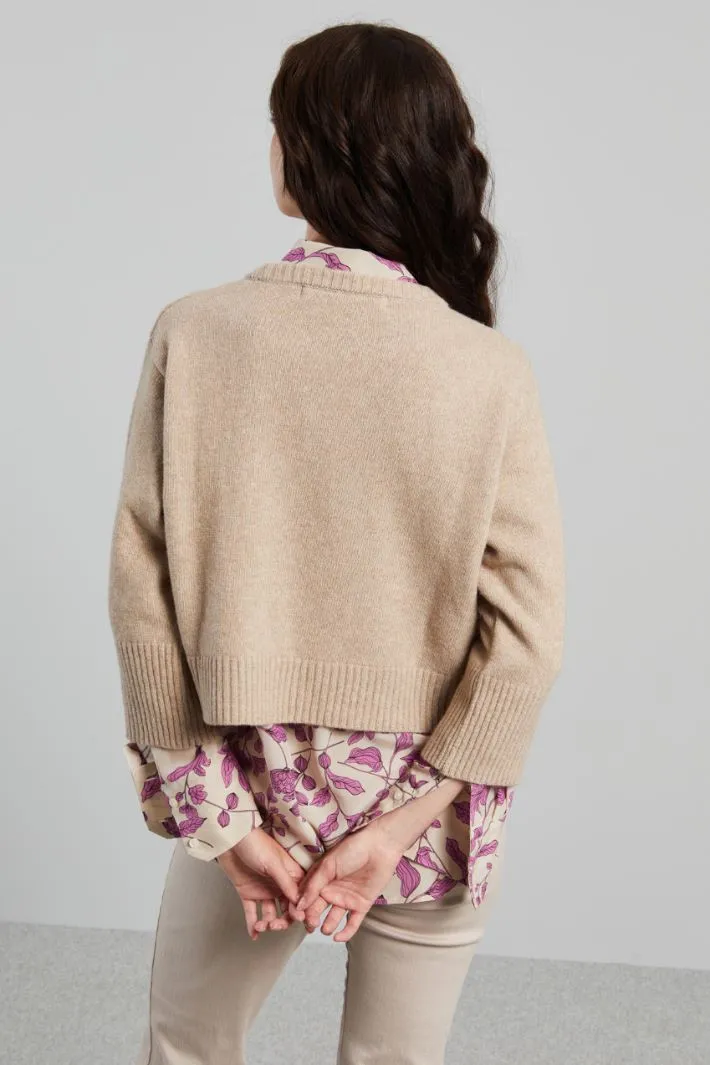 Maglia cropped in lana