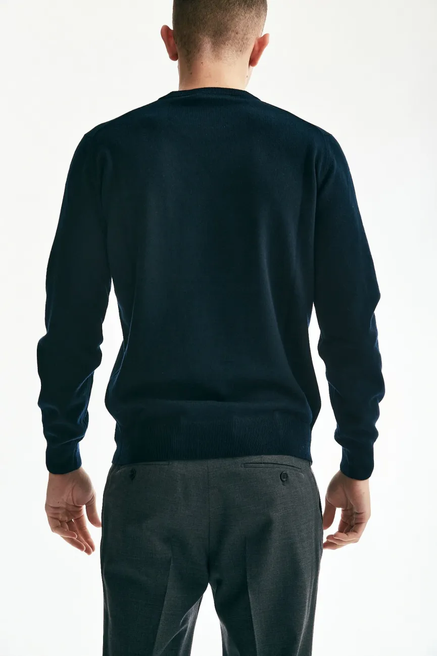 Maglia girocollo in lana e cashmere blu 