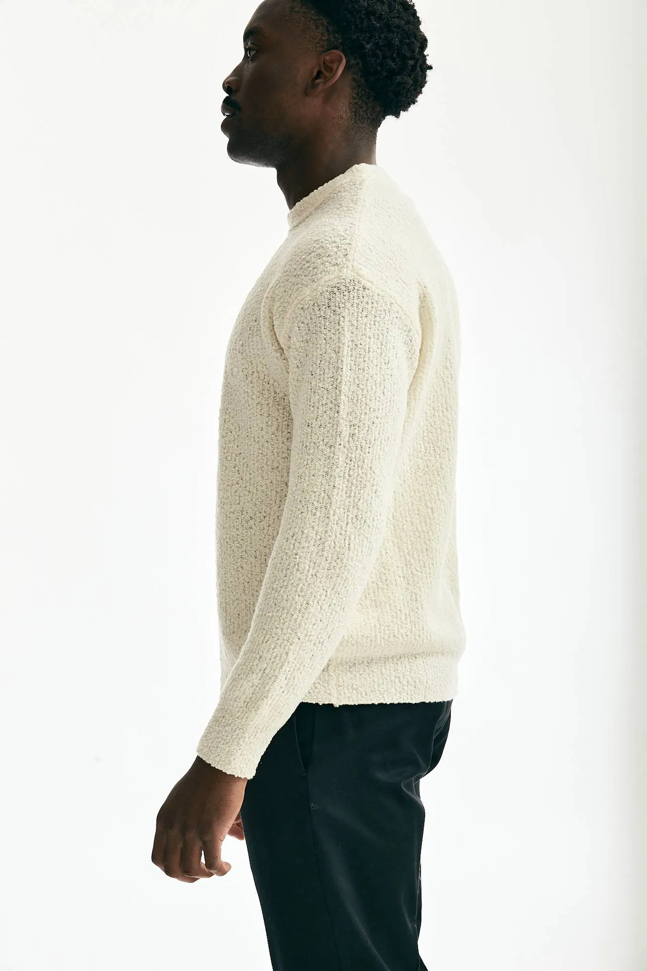 Maglia girocollo misto lana bianco 