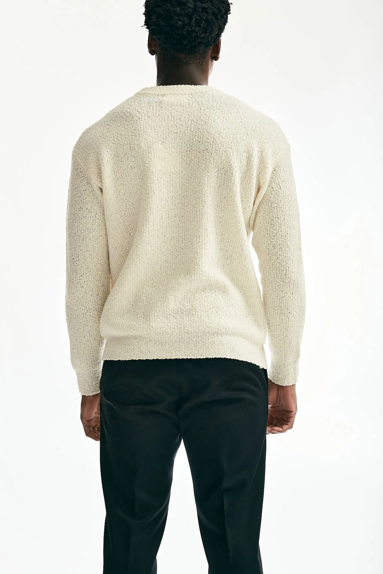 Maglia girocollo misto lana bianco 