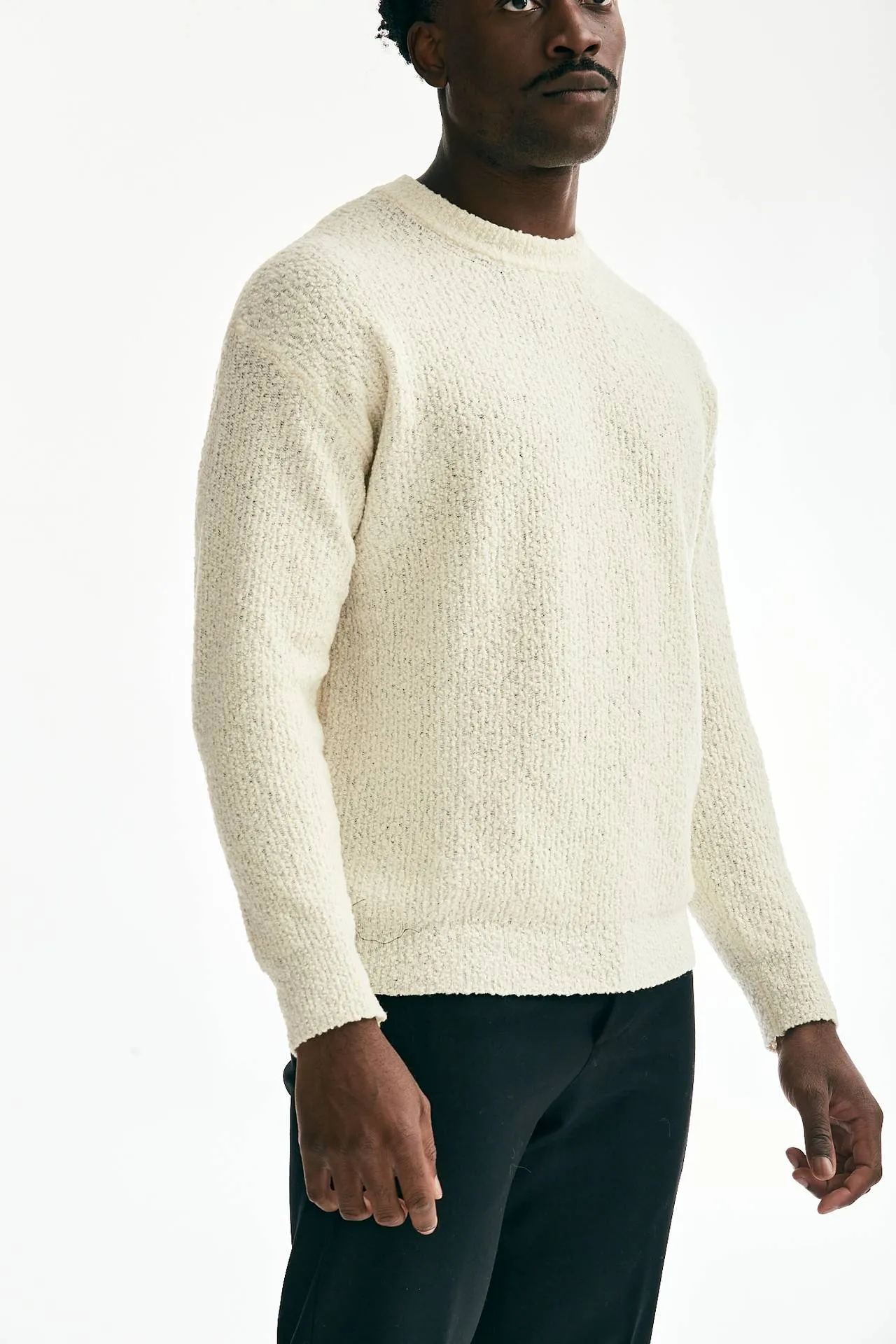 Maglia girocollo misto lana bianco 