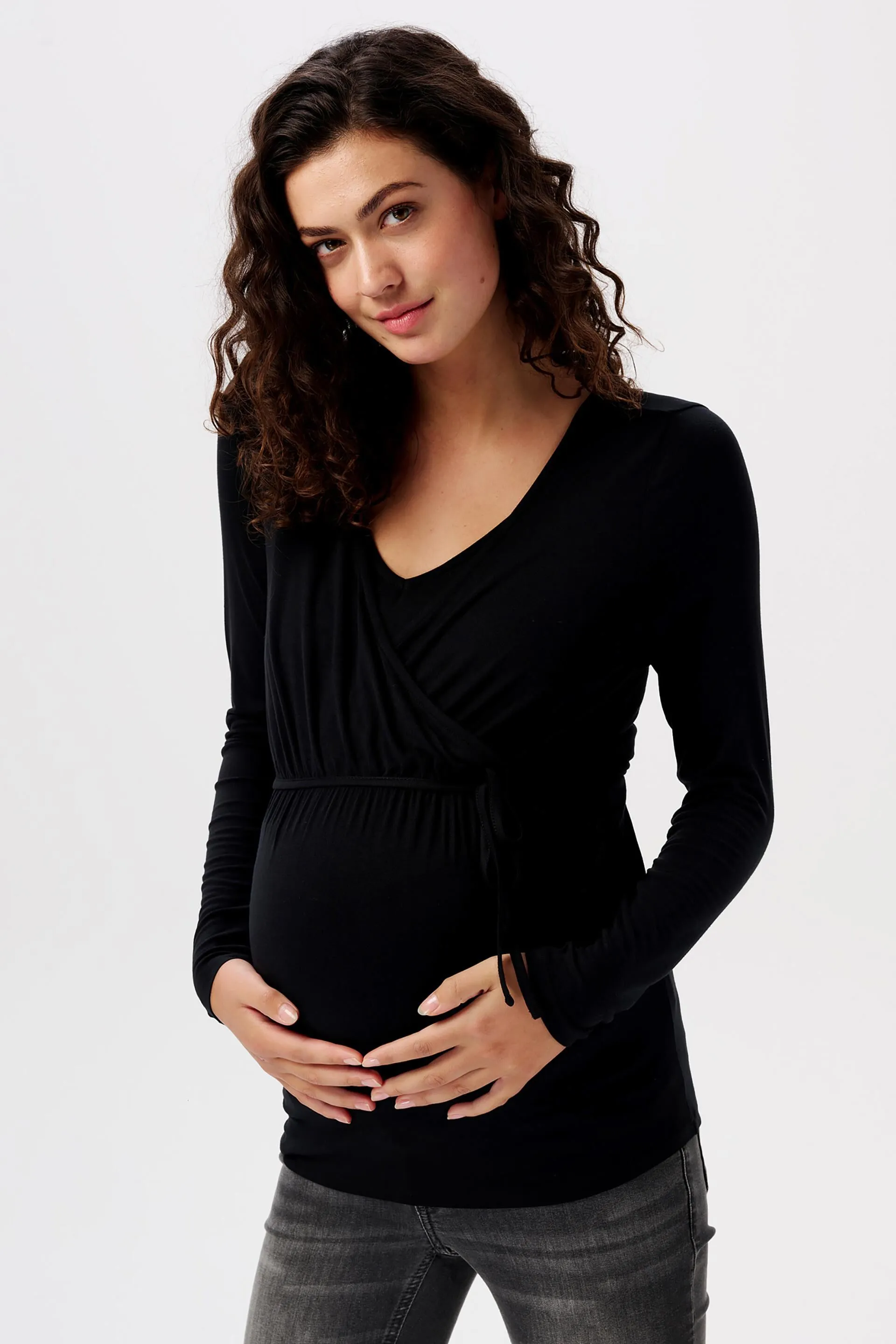 Maglia maternity a maniche lunghe con scollo a V