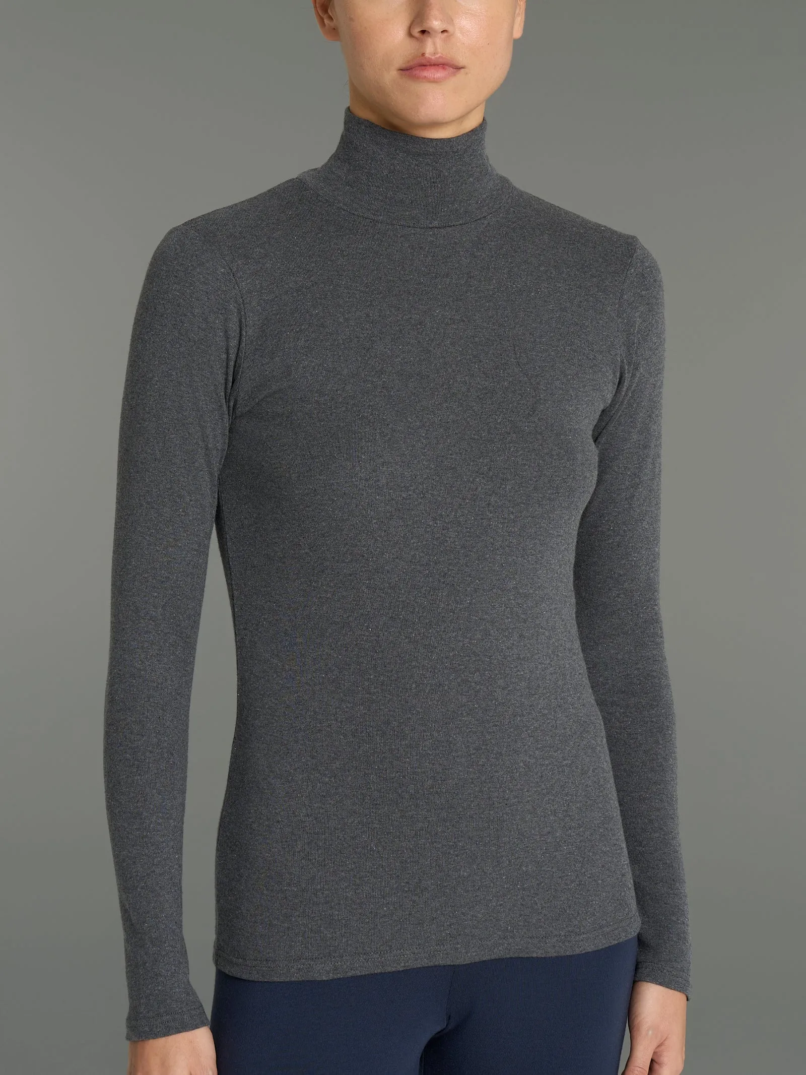 Maglietta collo alto in Eco Cotton - Indaco