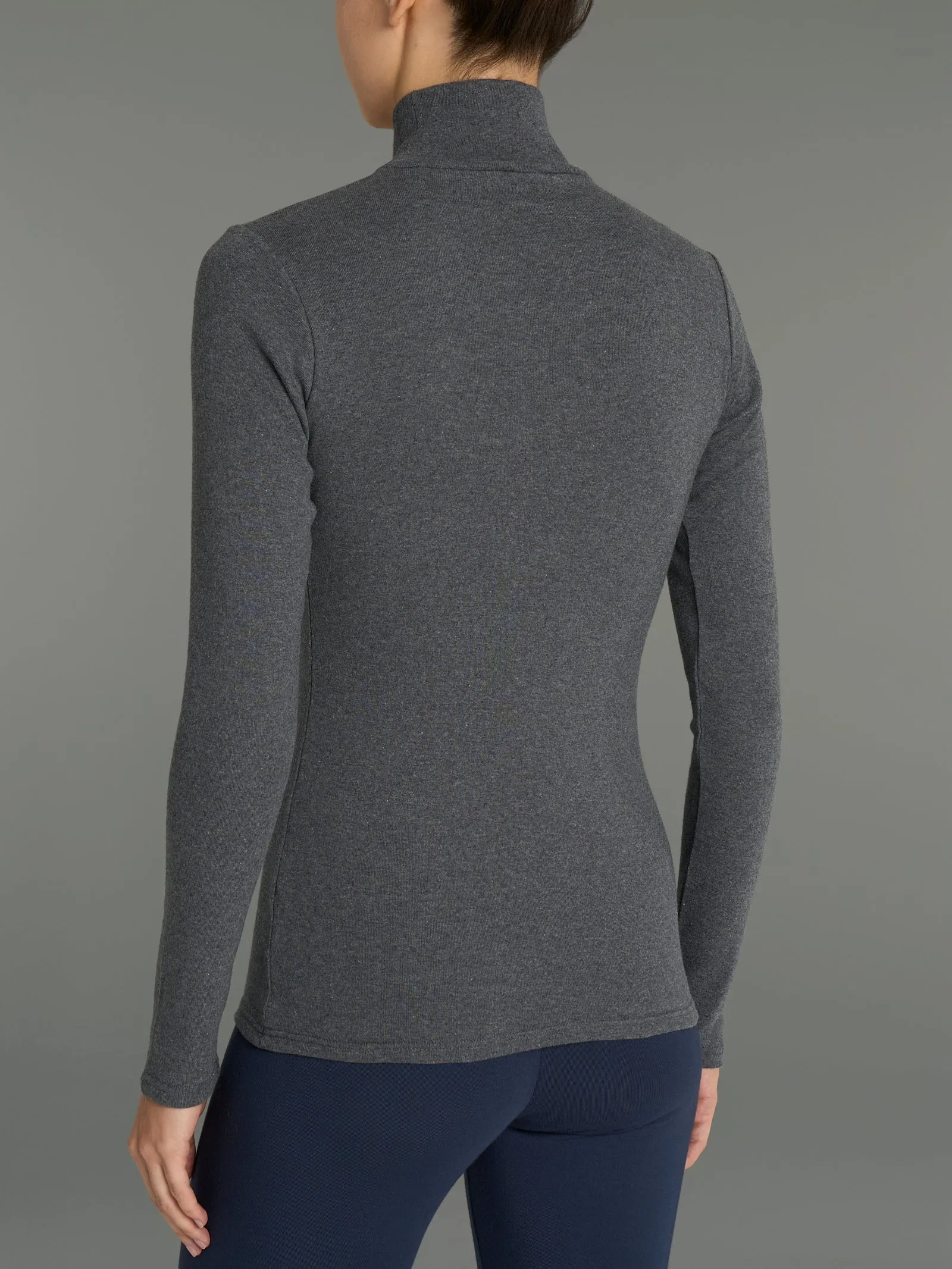 Maglietta collo alto in Eco Cotton - Indaco