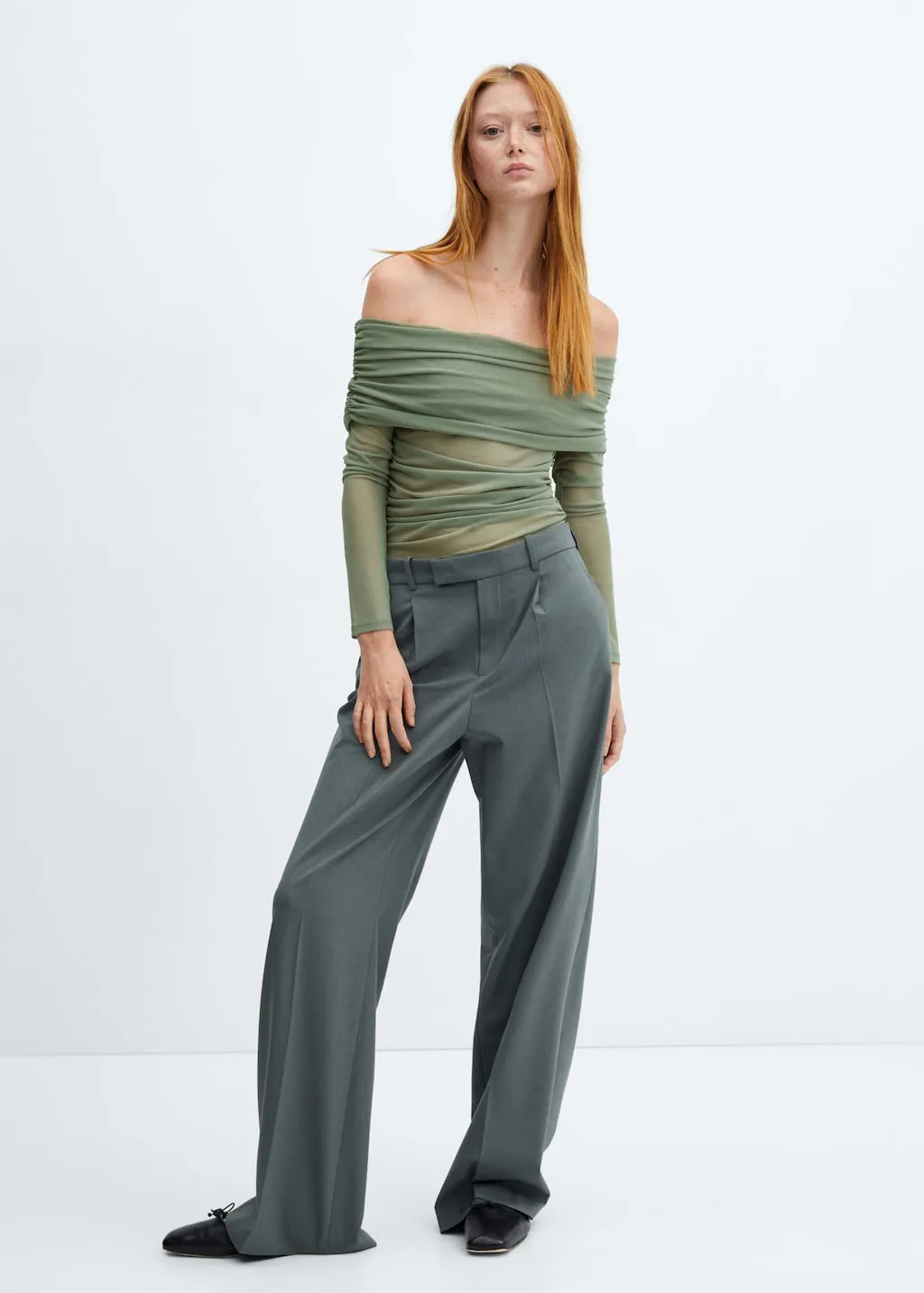 Maglietta tulle off-shoulder