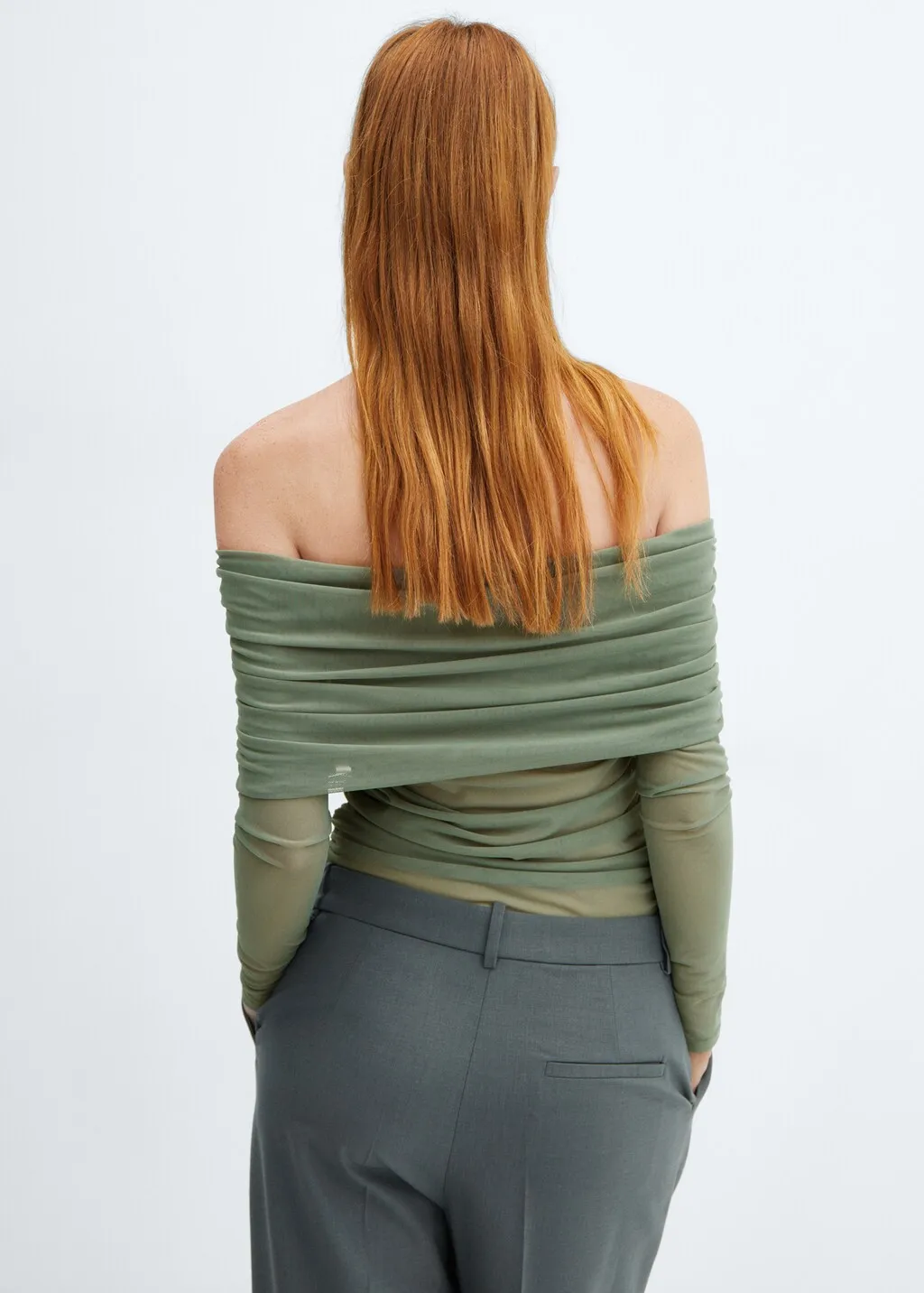 Maglietta tulle off-shoulder