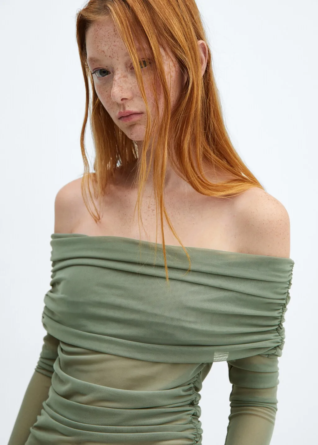 Maglietta tulle off-shoulder