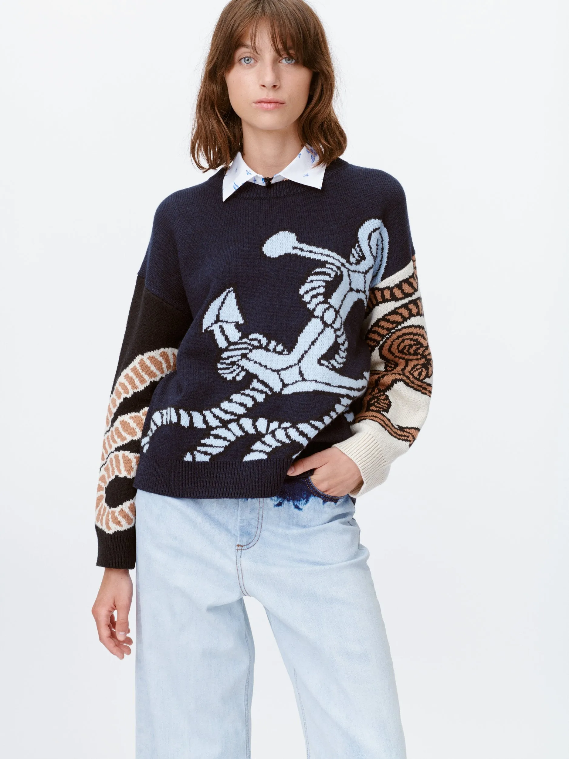 Maglione con Stampa Indigo