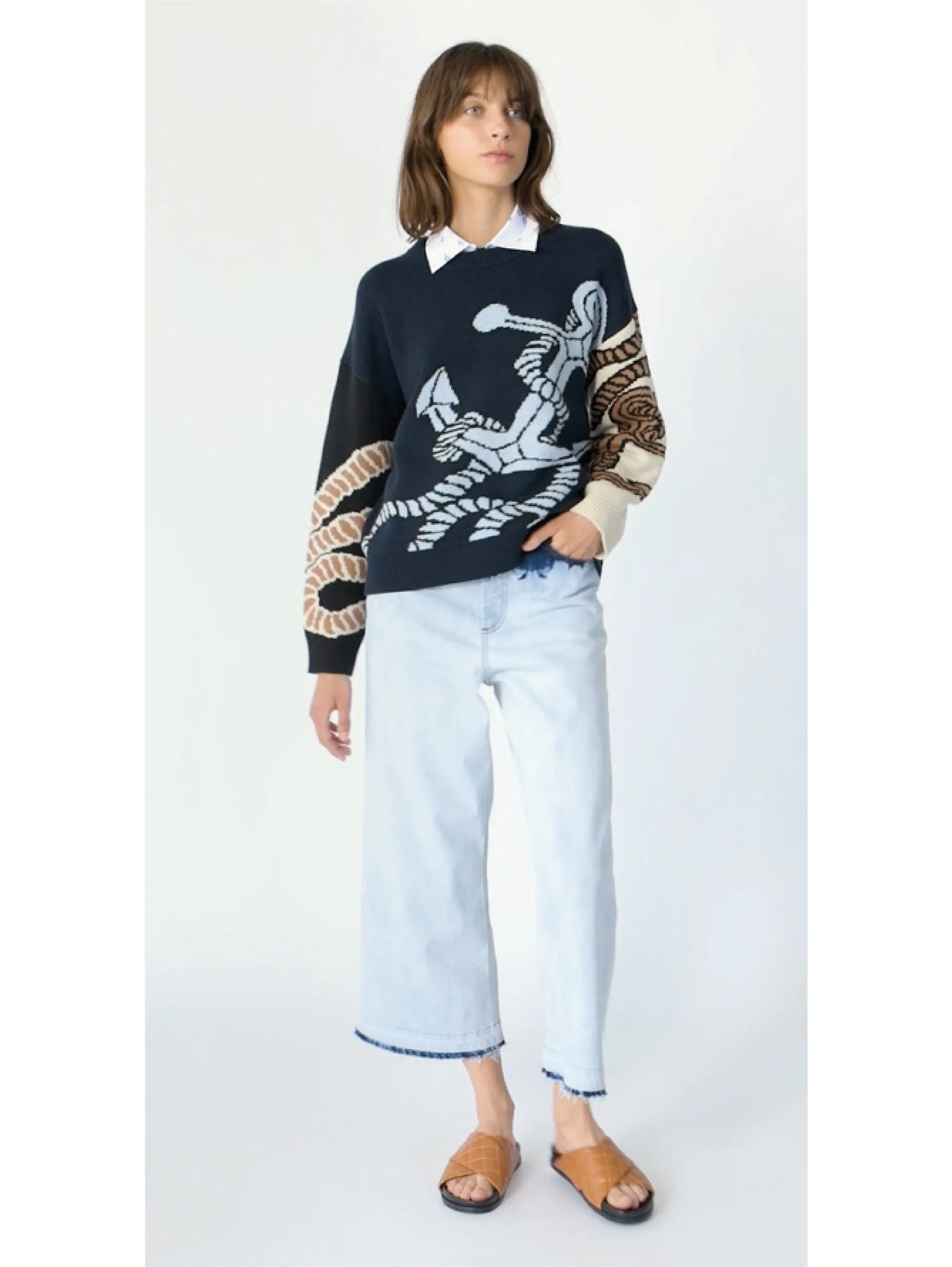 Maglione con Stampa Indigo