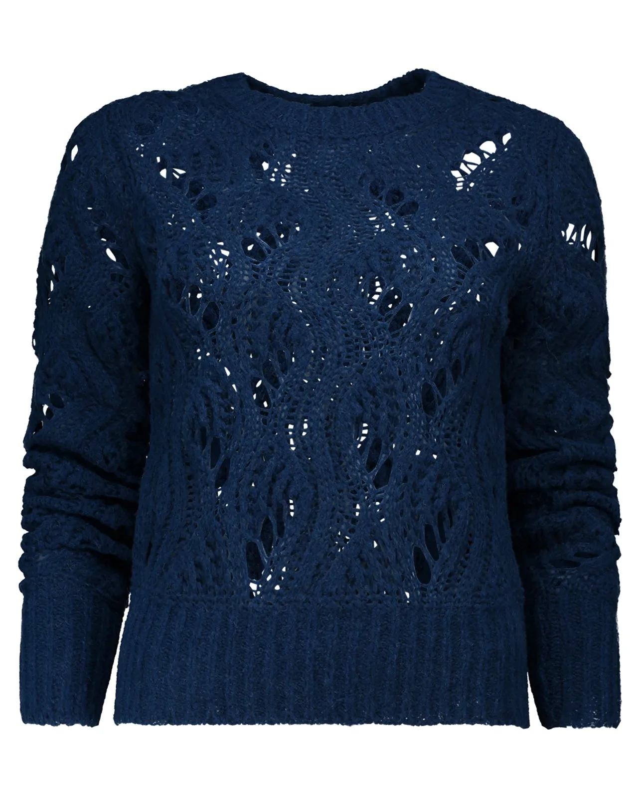 Maglione traforato lana blu