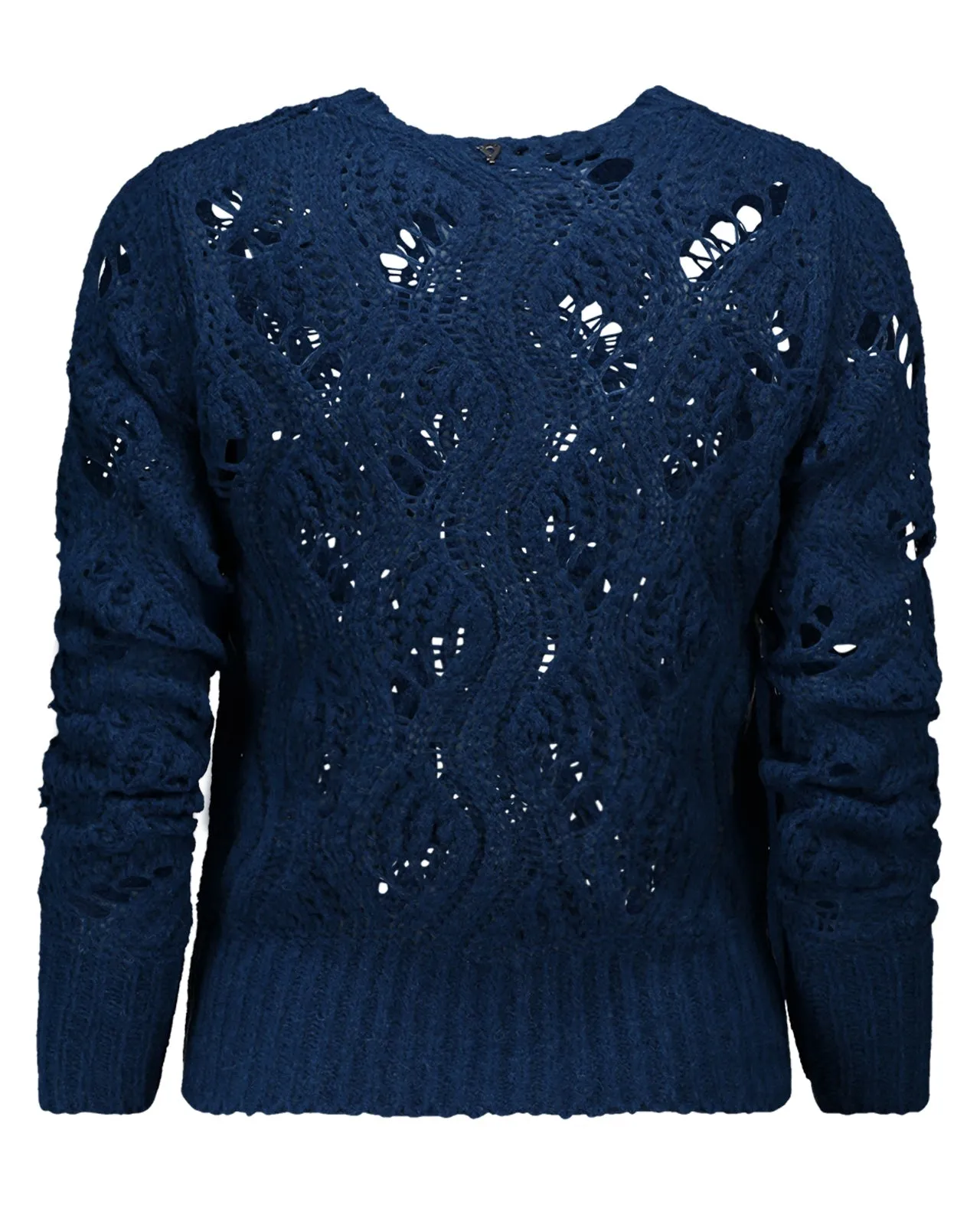 Maglione traforato lana blu