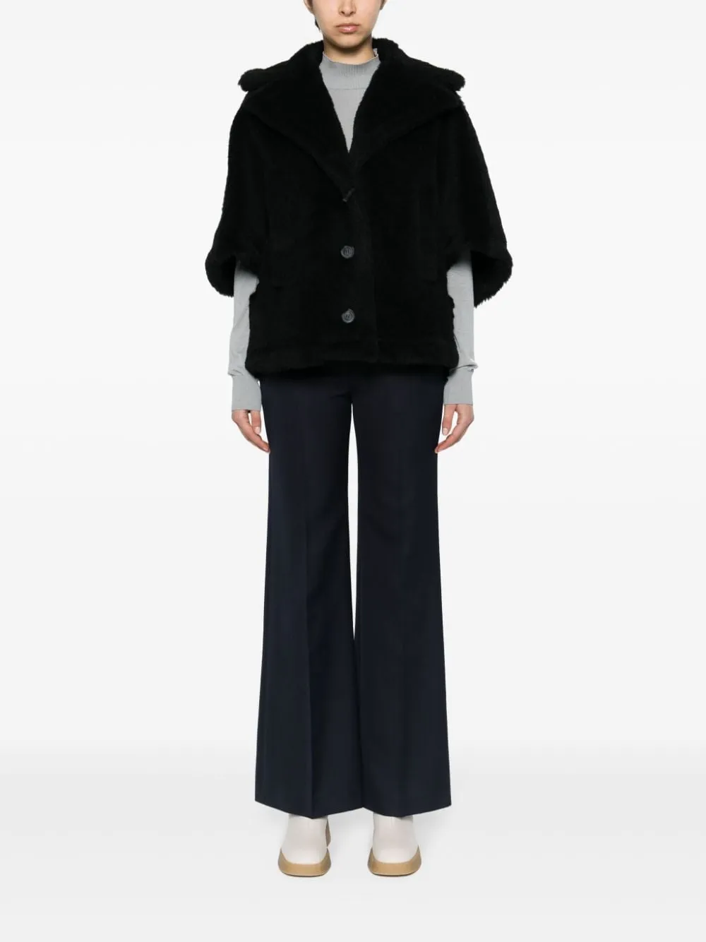 Mantella corta aleggio in nero - donna