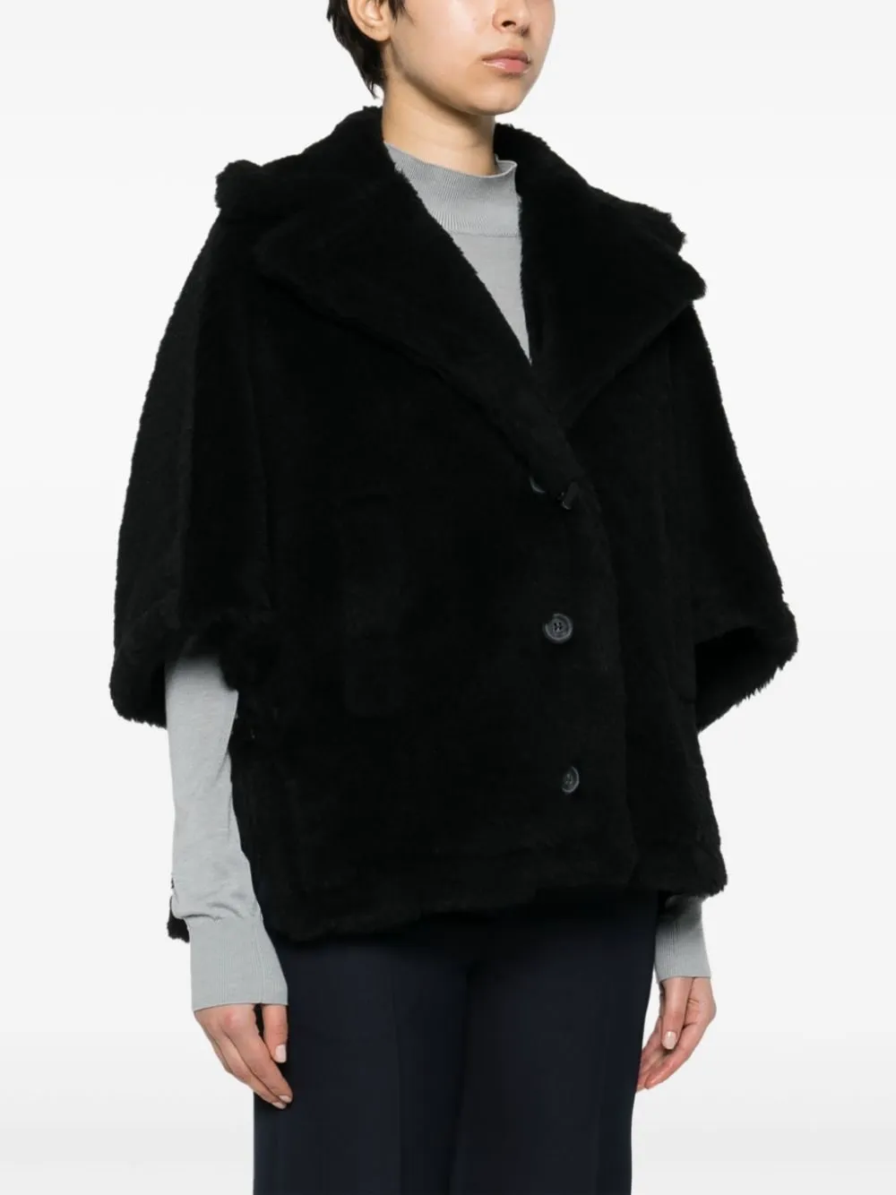 Mantella corta aleggio in nero - donna