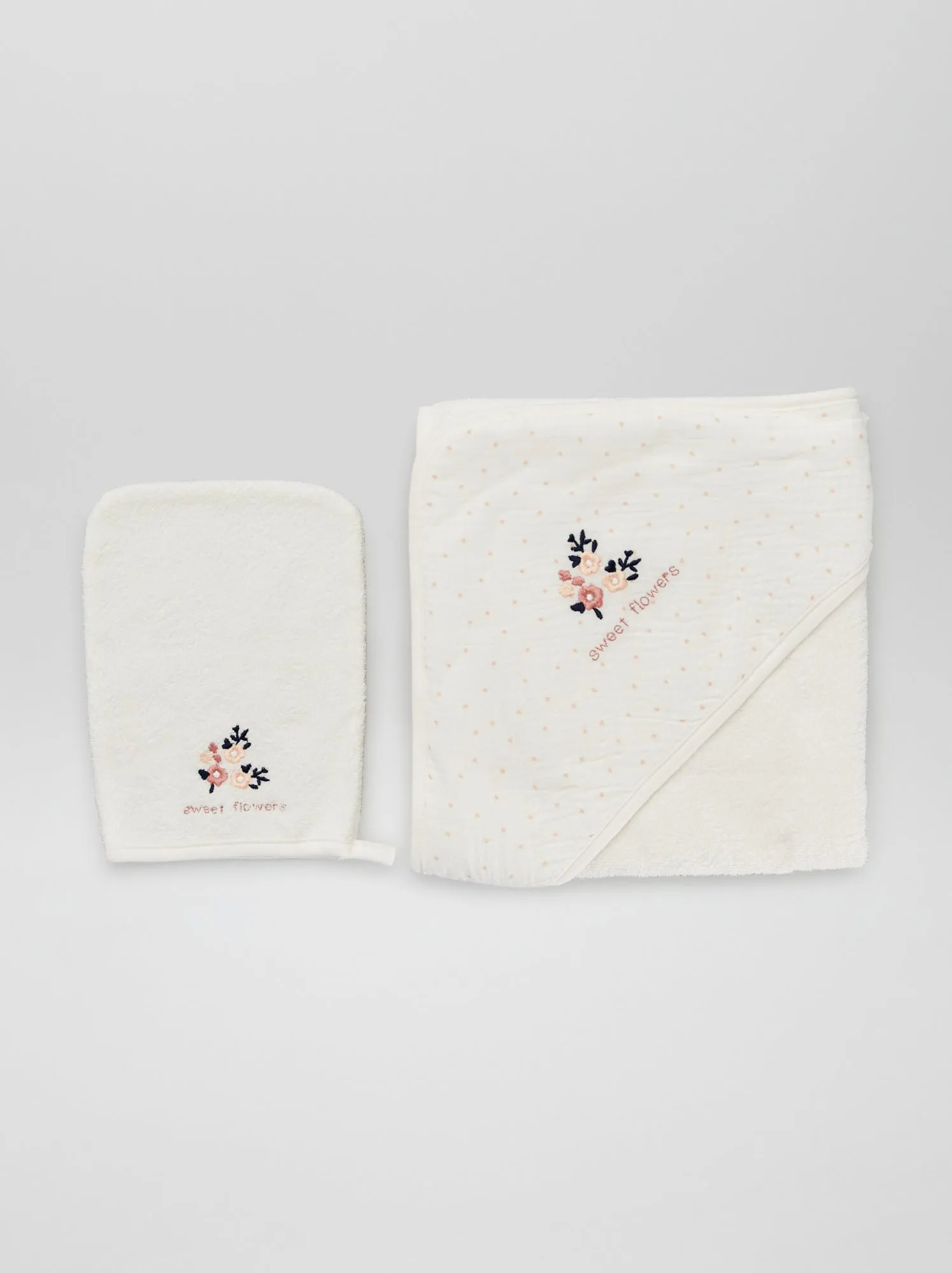 Mantella da bagno + guanto da bagno - 2 pezzi - BIANCO