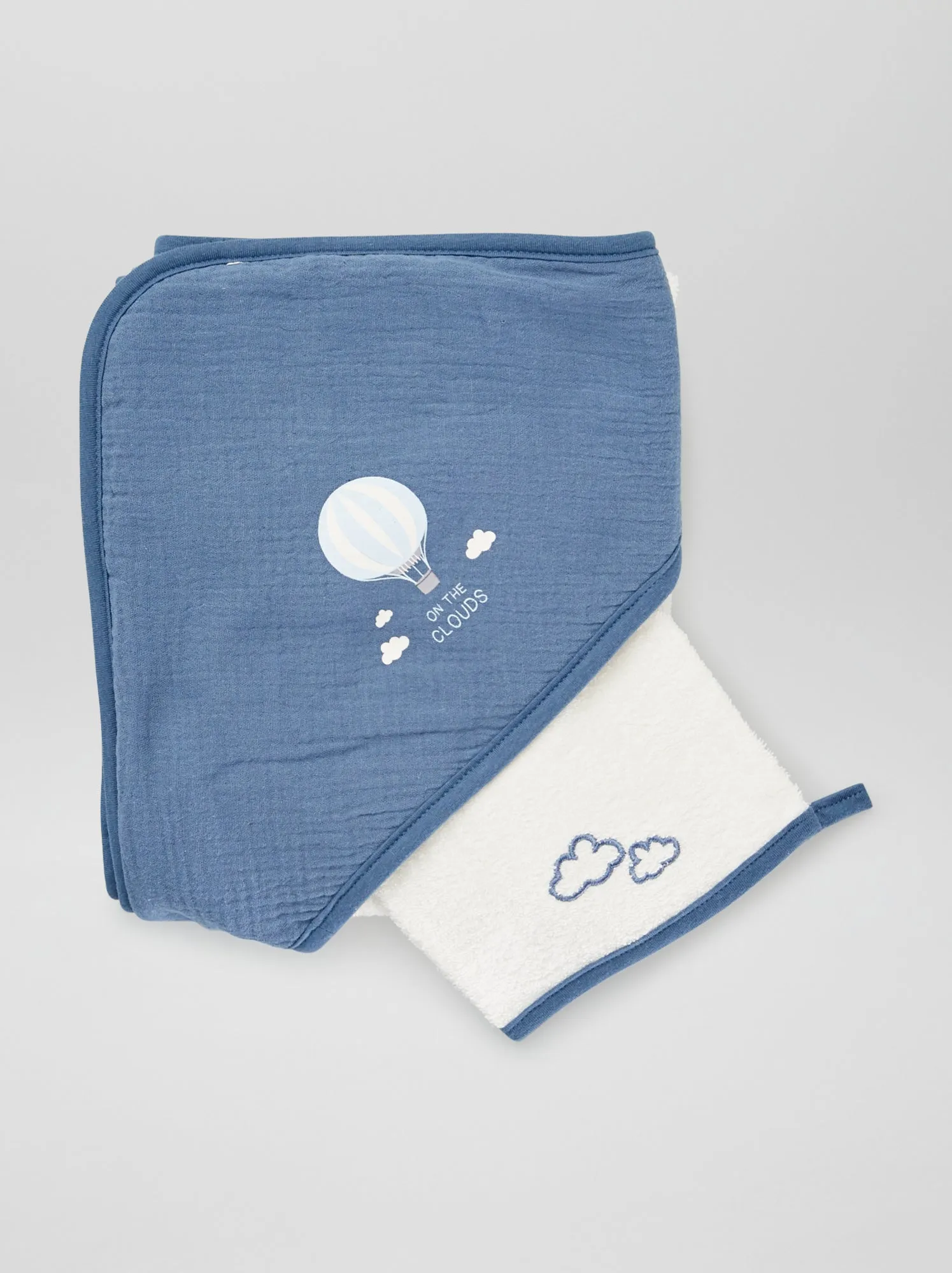Mantella da bagno + guanto da bagno - 2 pezzi - BLU