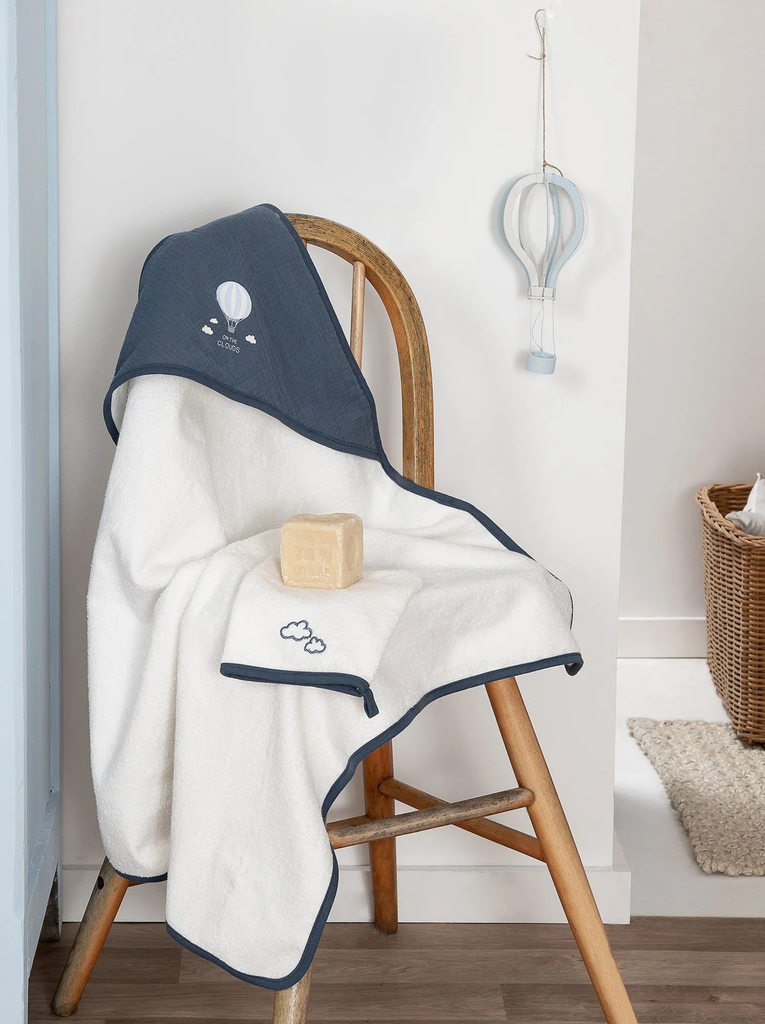 Mantella da bagno + guanto da bagno - 2 pezzi - BLU