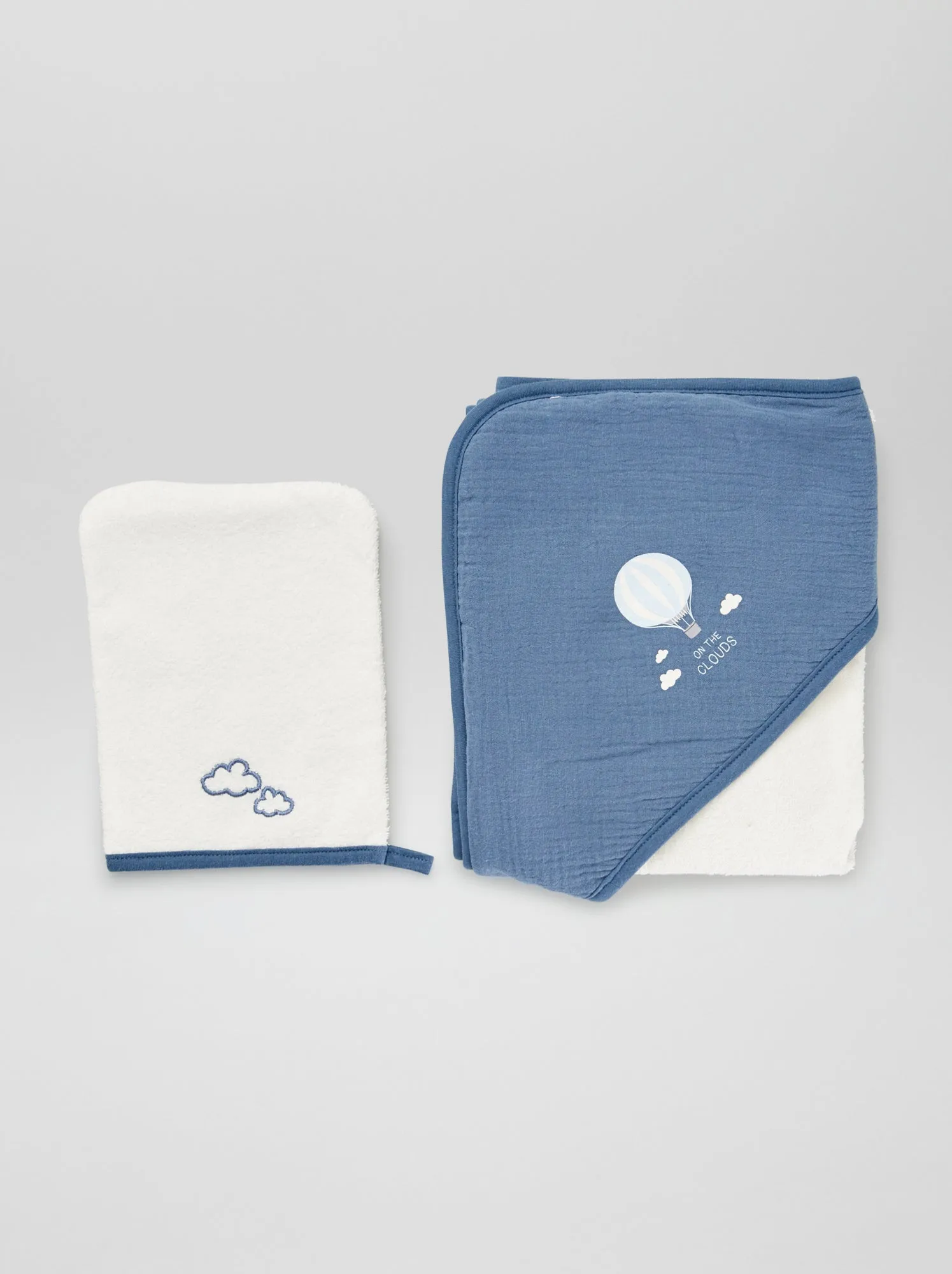 Mantella da bagno + guanto da bagno - 2 pezzi - BLU