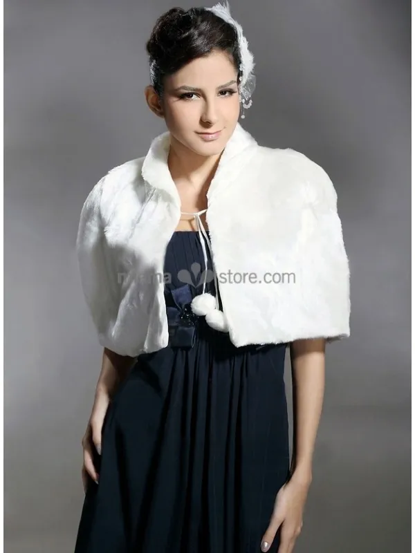 Mantella da Sposa in eco pelliccia con colletto