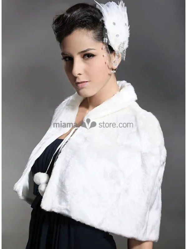 Mantella da Sposa in eco pelliccia con colletto