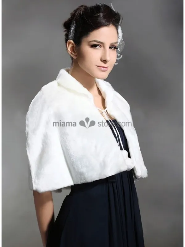 Mantella da Sposa in eco pelliccia con colletto
