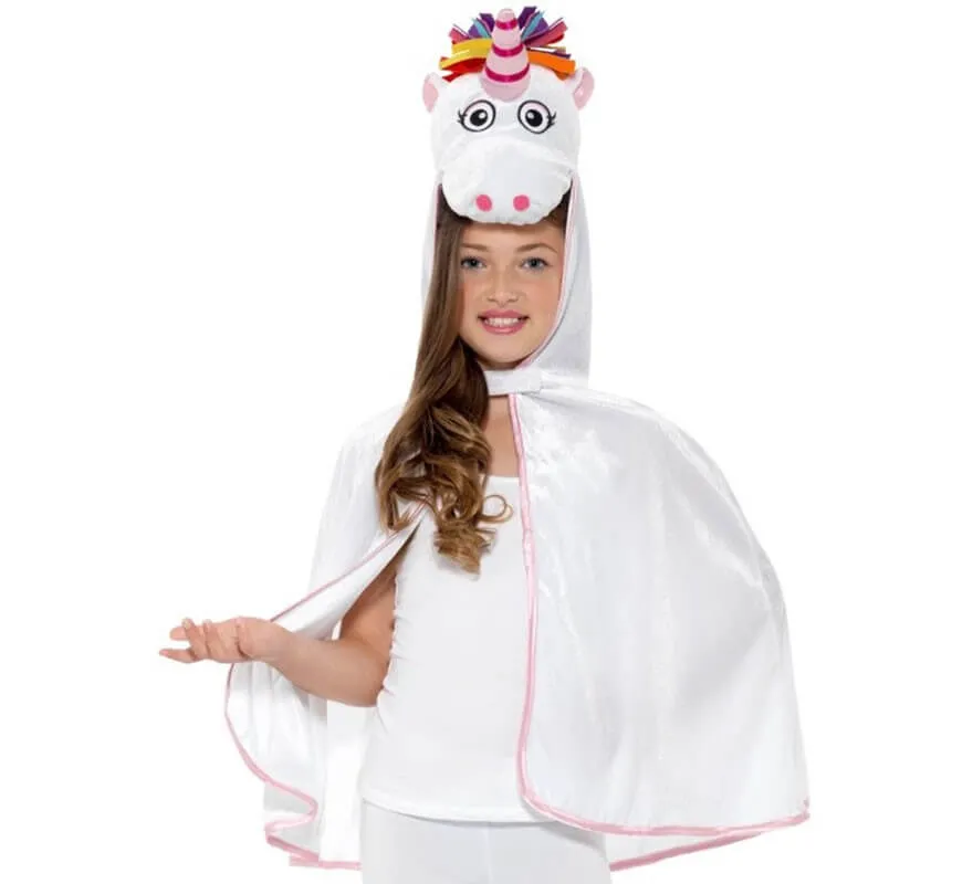 Mantella di unicorno bianco e rosa per bambina