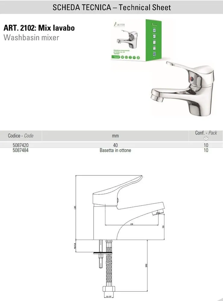 Mix Lavabo serie Matisse 40mm Gt Comis 5087420