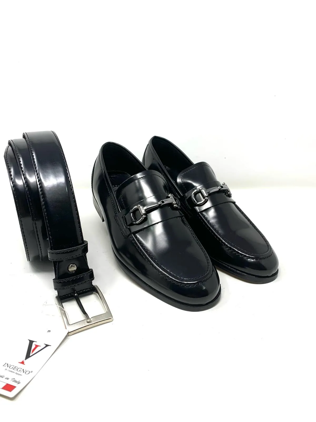 Mocassino pelle con morsetto fondo cuoio
