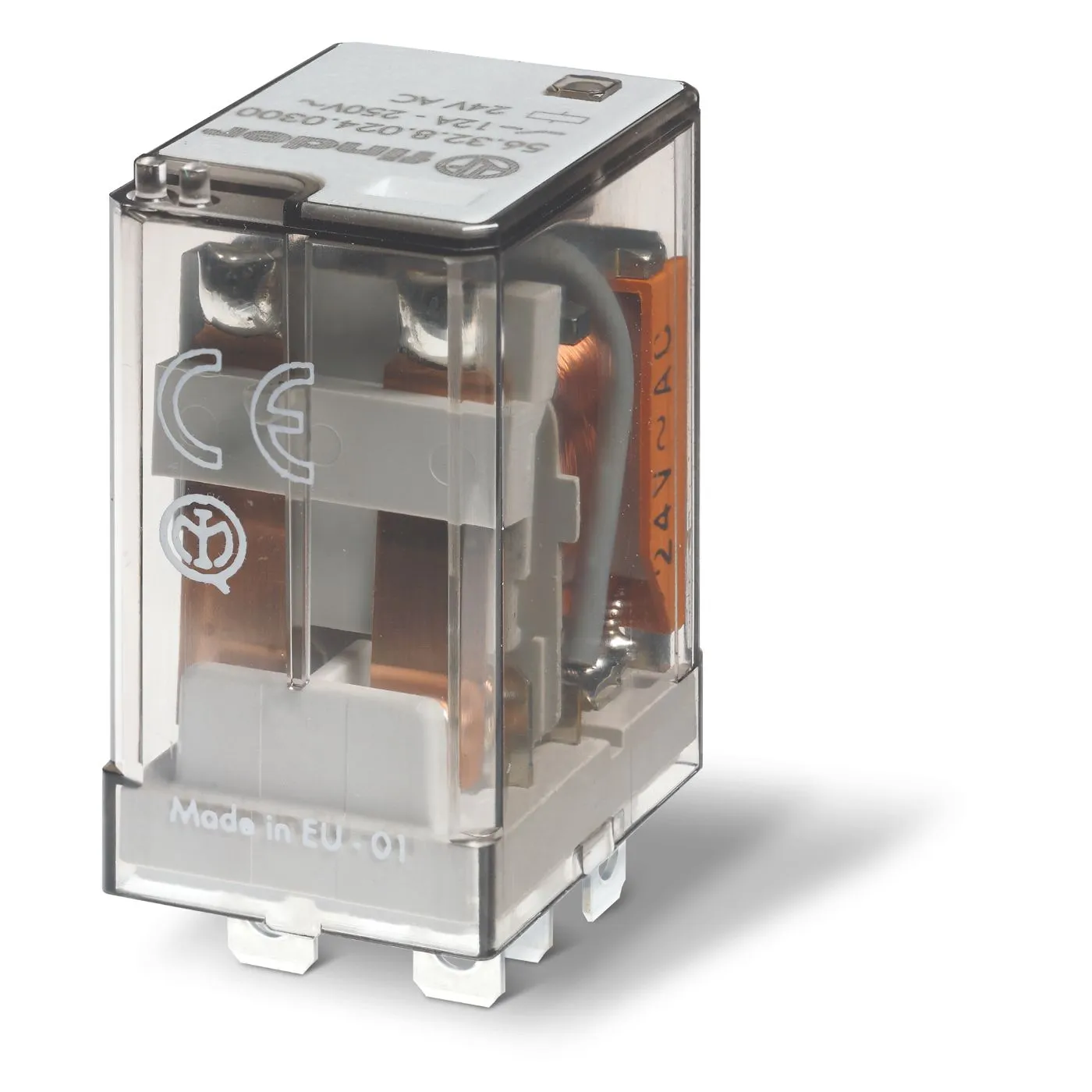 Modulo relè di potenza Finder, bobina 220V cc, Montaggio a innesto