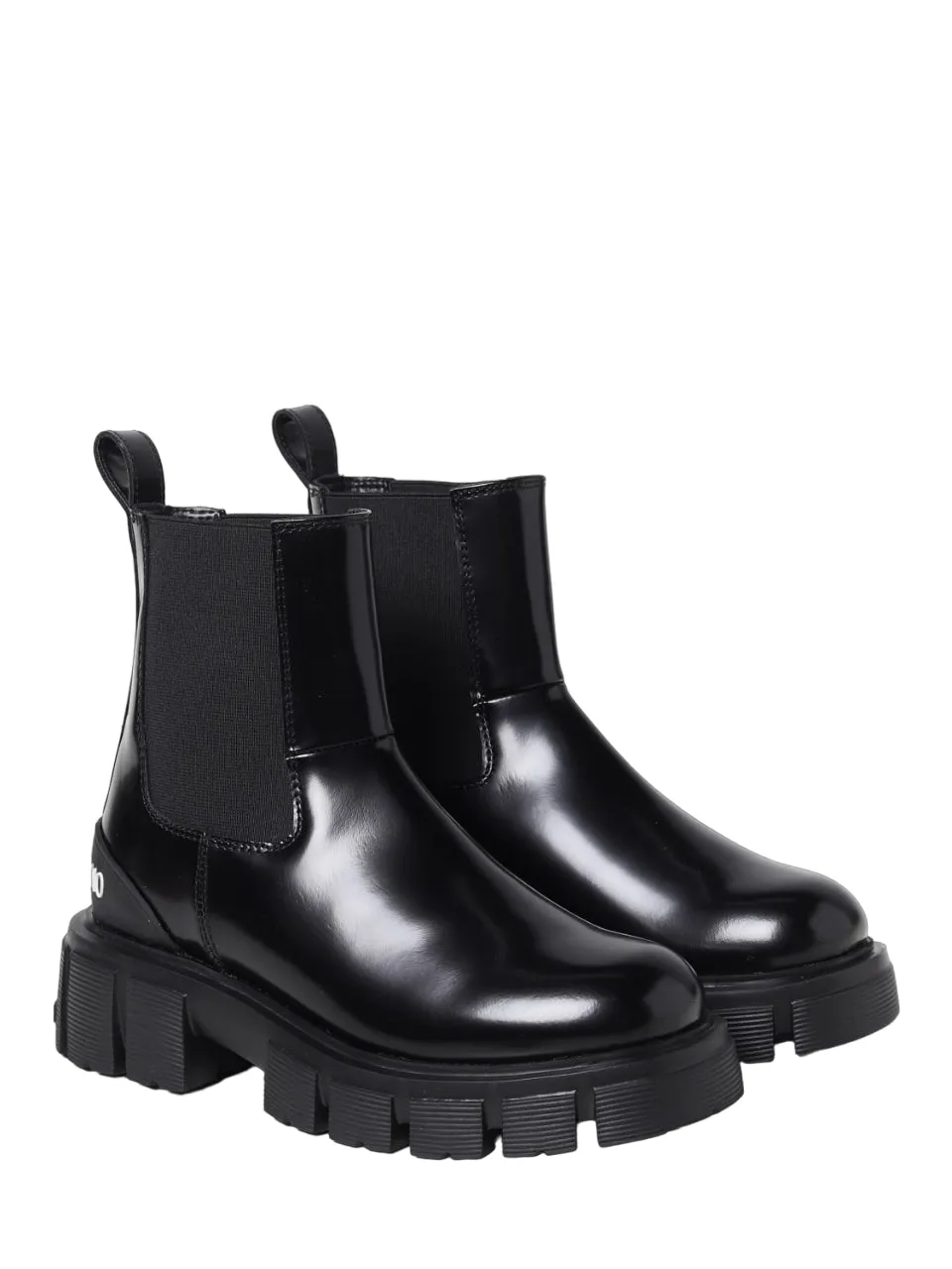 Moschino Love stivaletti in pelle con suola chunky nero