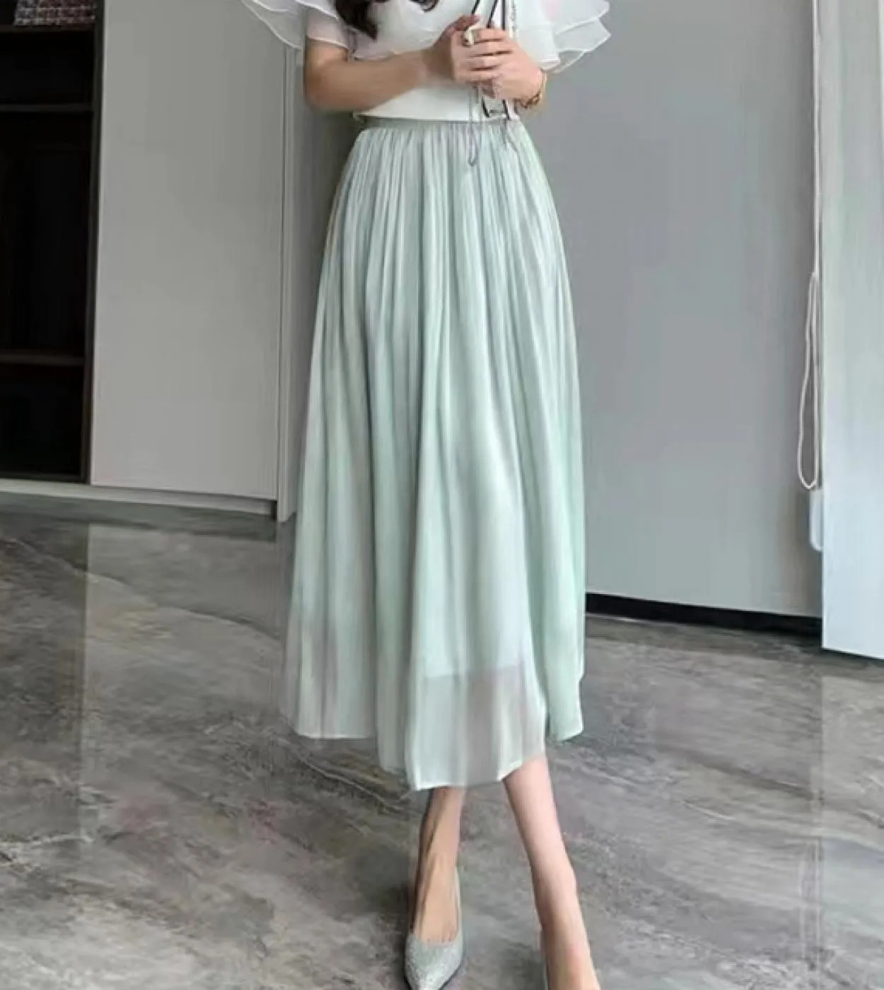 Moukyun Tulle Streamer Gonna a rete Estate Moda donna Una linea Gonne lunghe rosa Donna Casual Elegante Pieghe Faldas Muj