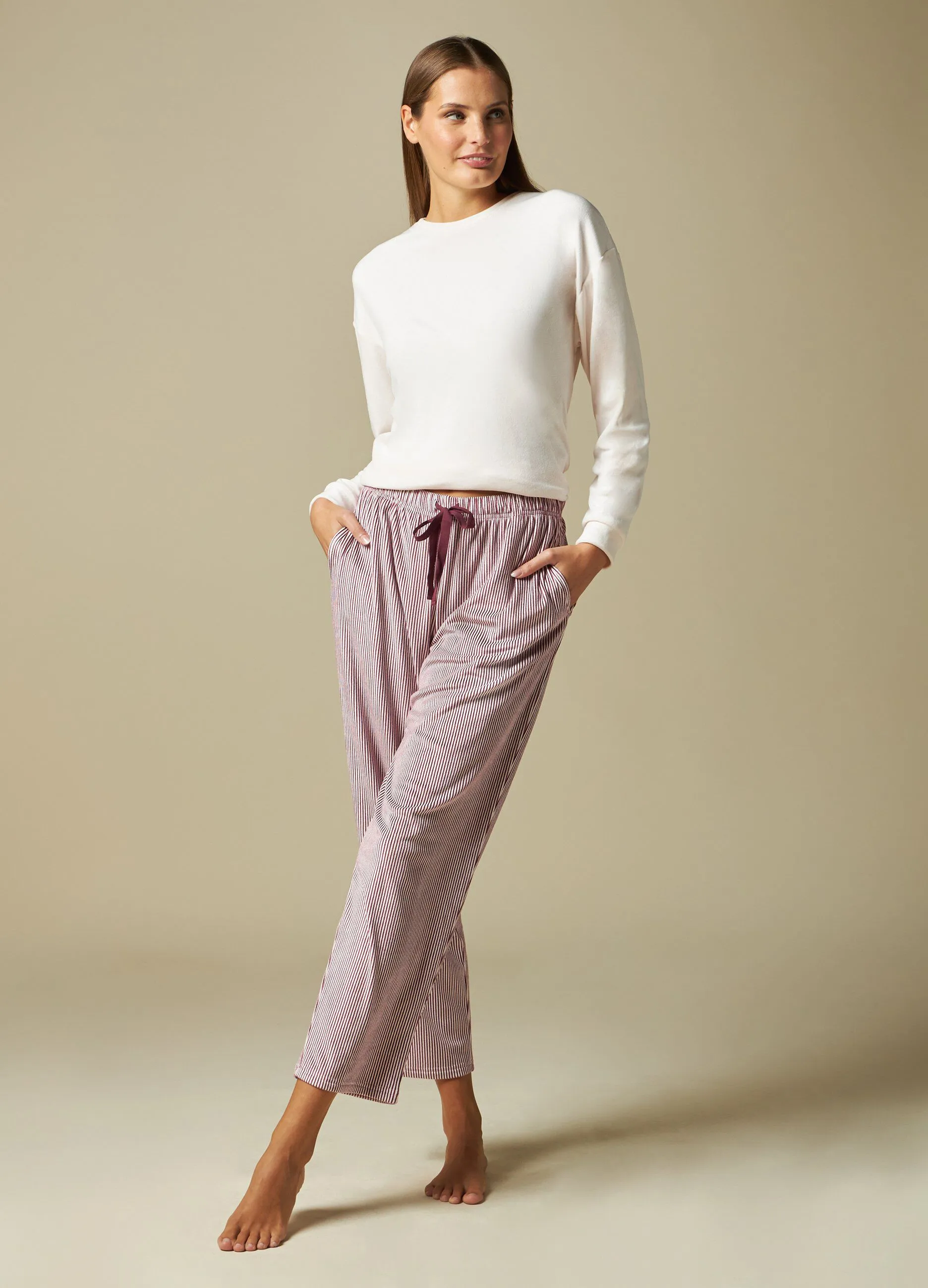 NYMOS  Pantaloni lunghi pigiama in coral fleece donna