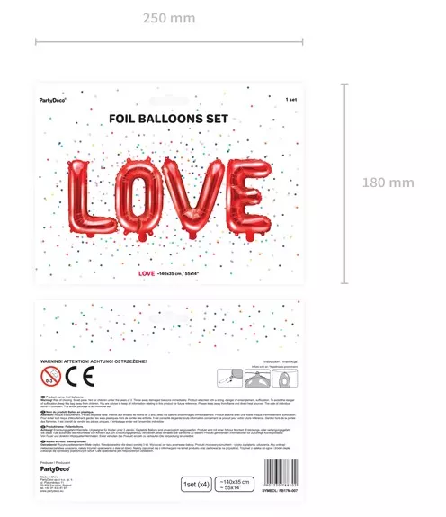 Palloncino love rosso 1,4m x 35cm