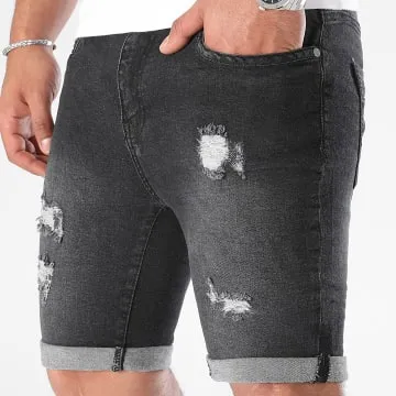 Pantaloncini Jean con Destroy 0448 Denim Nero