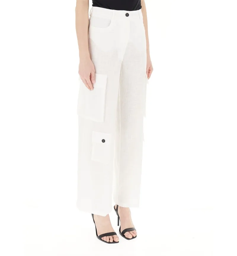 Pantalone cargo in lino