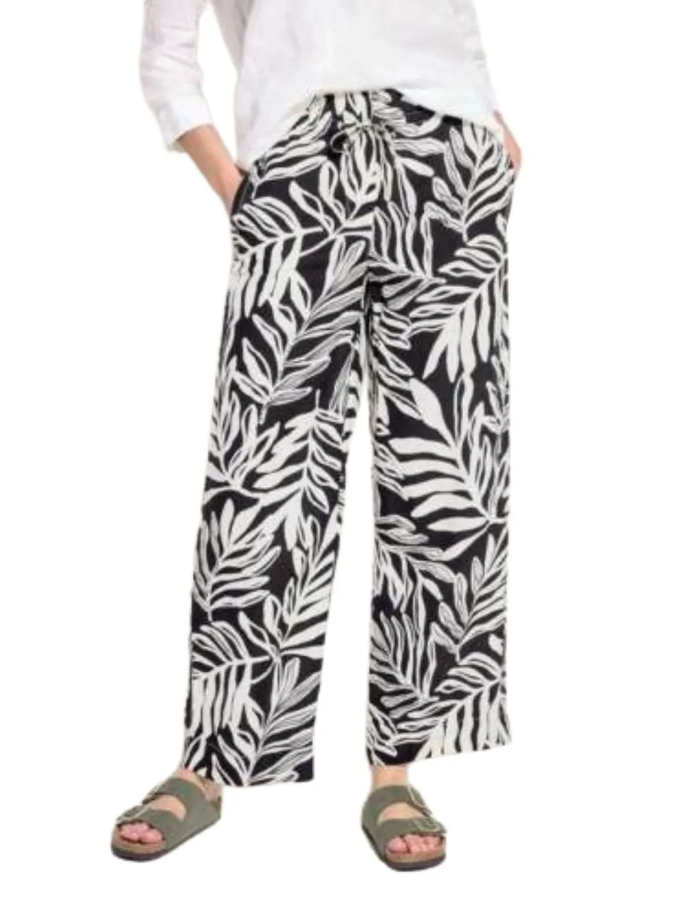 Pantalone Donna in misto lino nero