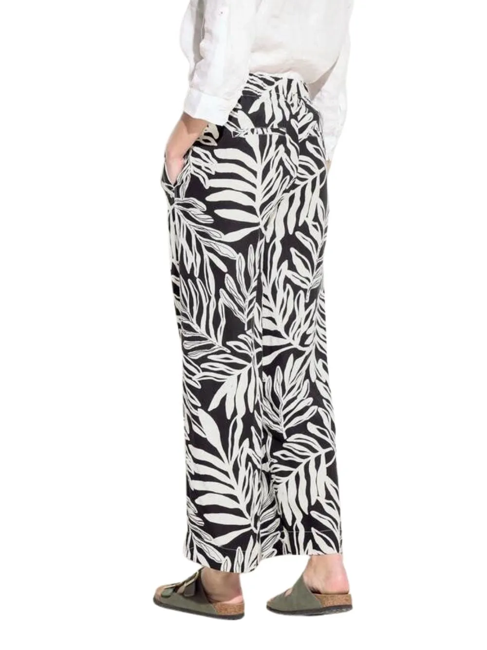 Pantalone Donna in misto lino nero