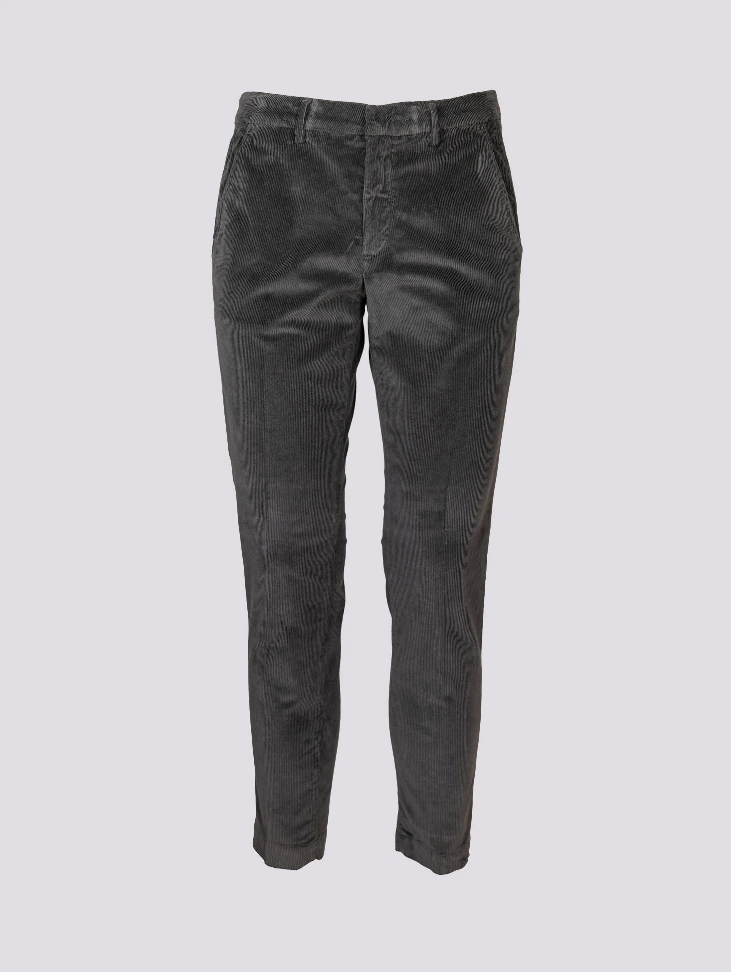 PANTALONE IN VELLUTO PIOMBO CON TASCA A FILO