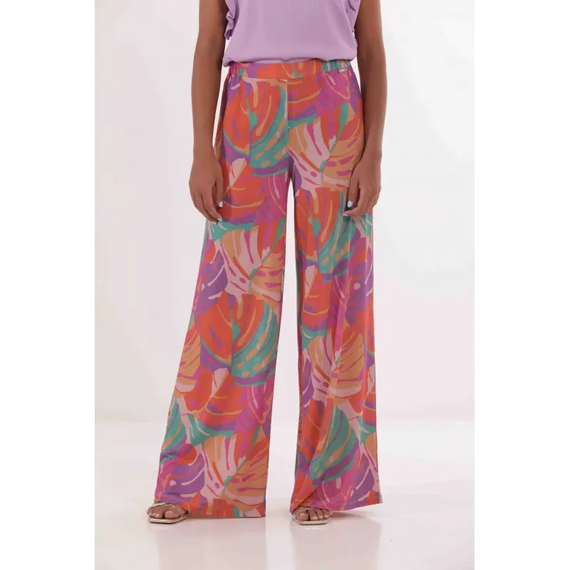 PANTALONE PALAZZO FANTASIA IN ITY ARANCIO/MENTA