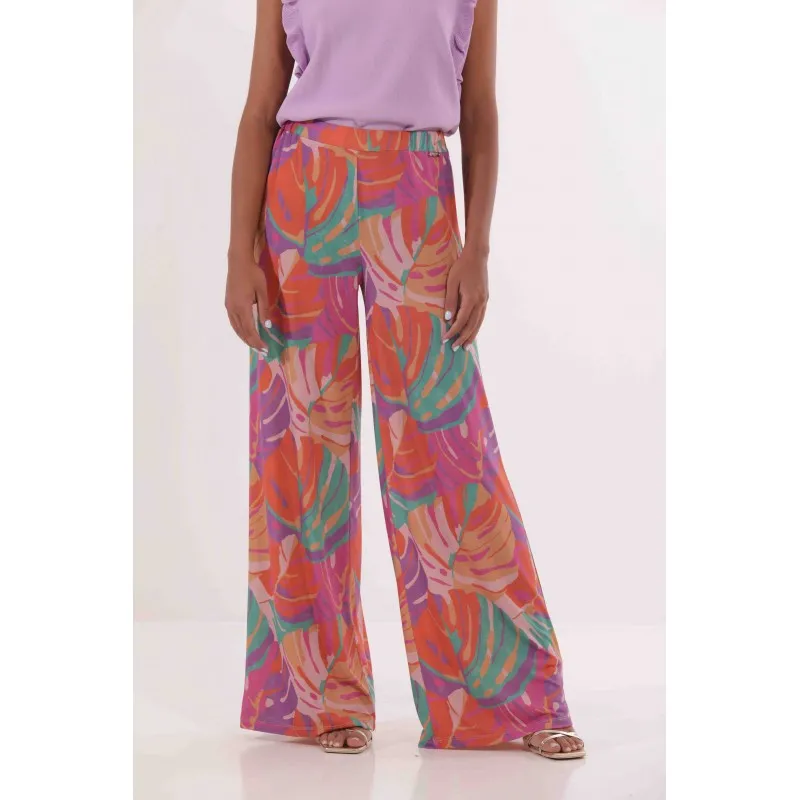 PANTALONE PALAZZO FANTASIA IN ITY ARANCIO/MENTA