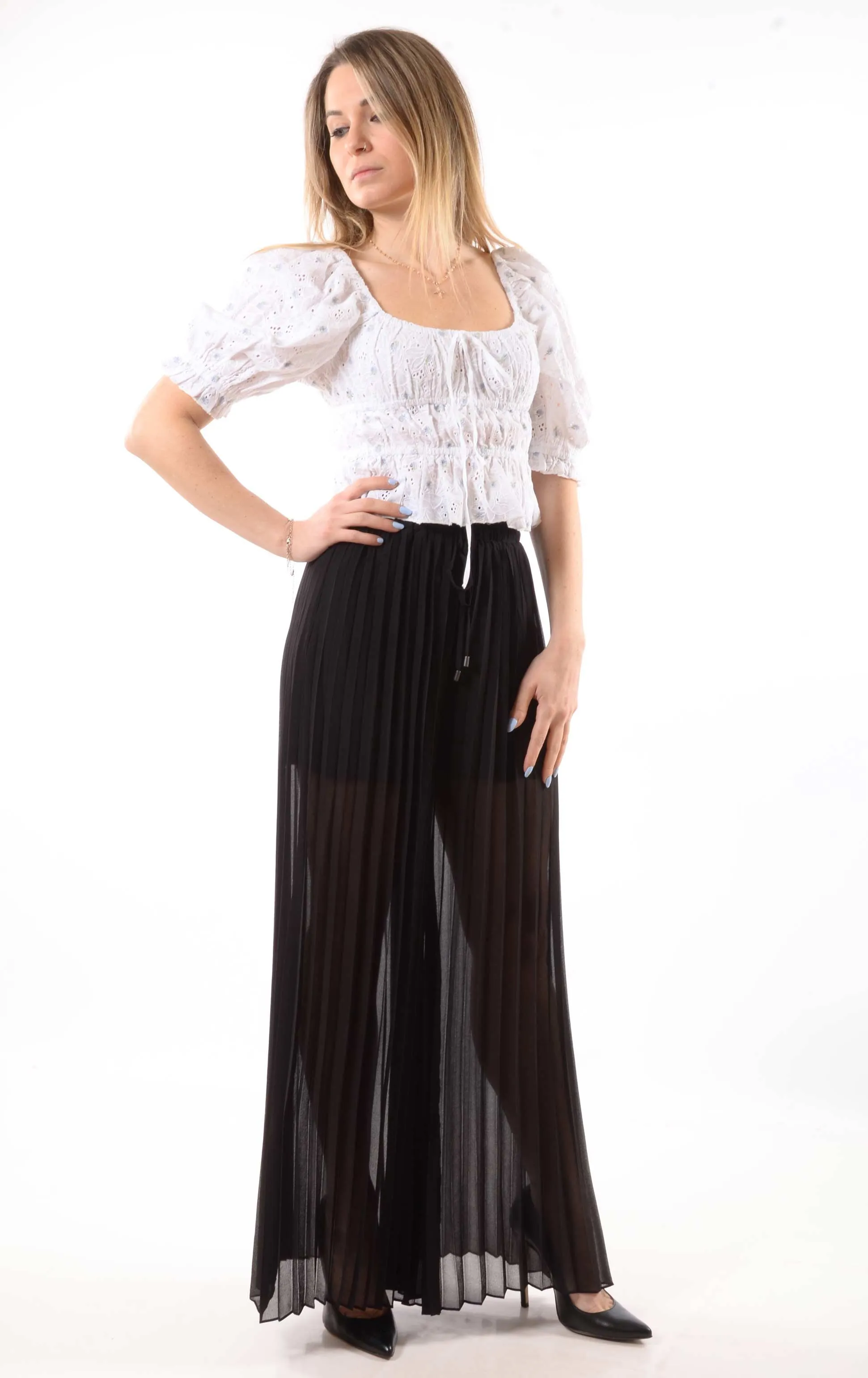 Pantalone palazzo trasparente guess