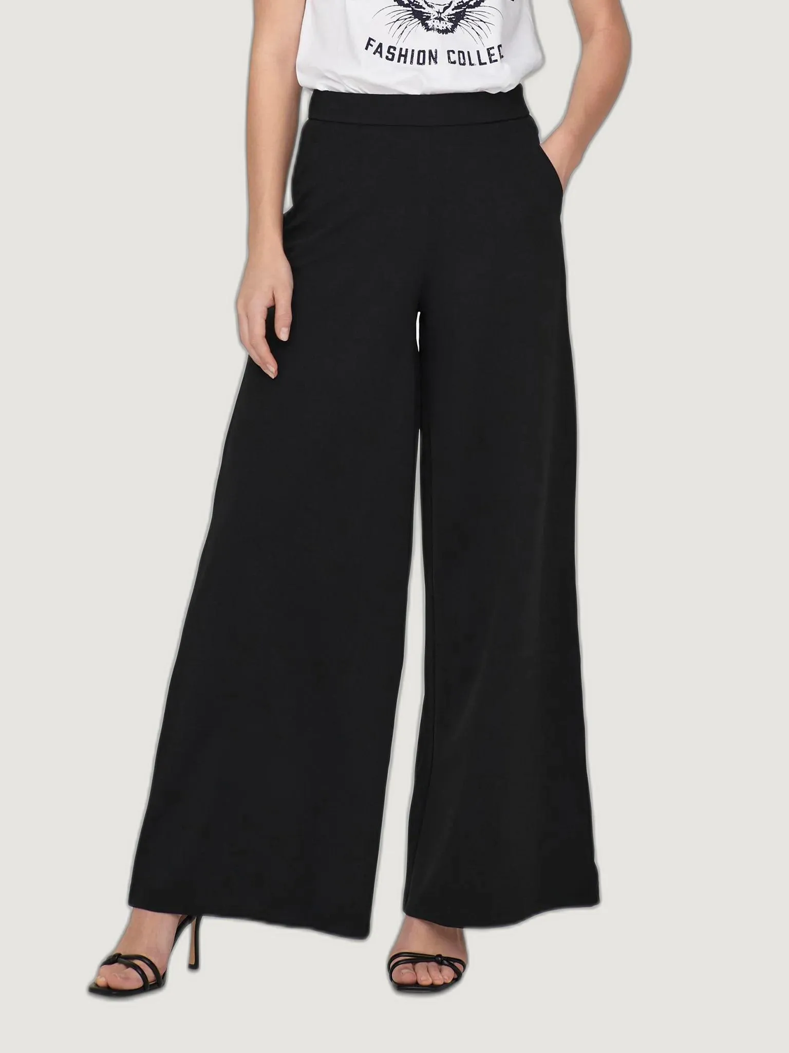 Pantaloni a palazzo Jacqueline De Yong JDYTANJA LIFE WIDE FLOWY PANT JRS NOOS Nero