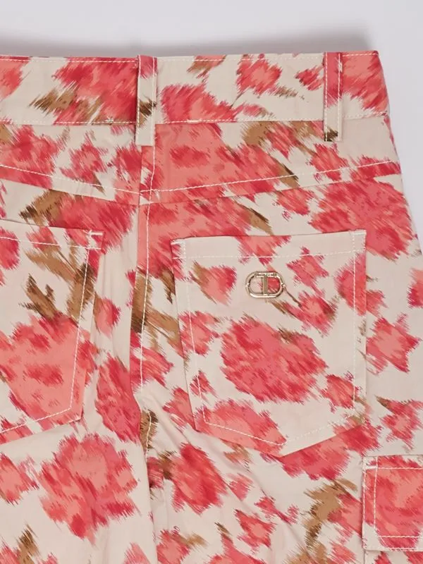 Pantaloni cargo bambina Twinset  in popeline di cotone stretch Camelia