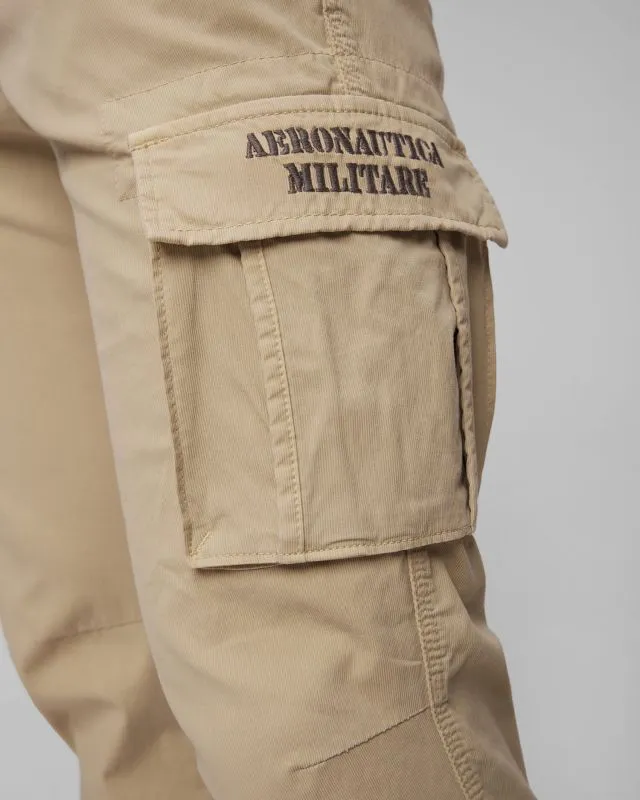 Pantaloni cargo beige da uomo Aeronautica Militare