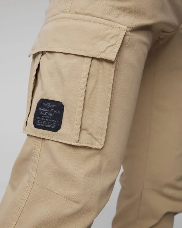 Pantaloni cargo beige da uomo Aeronautica Militare