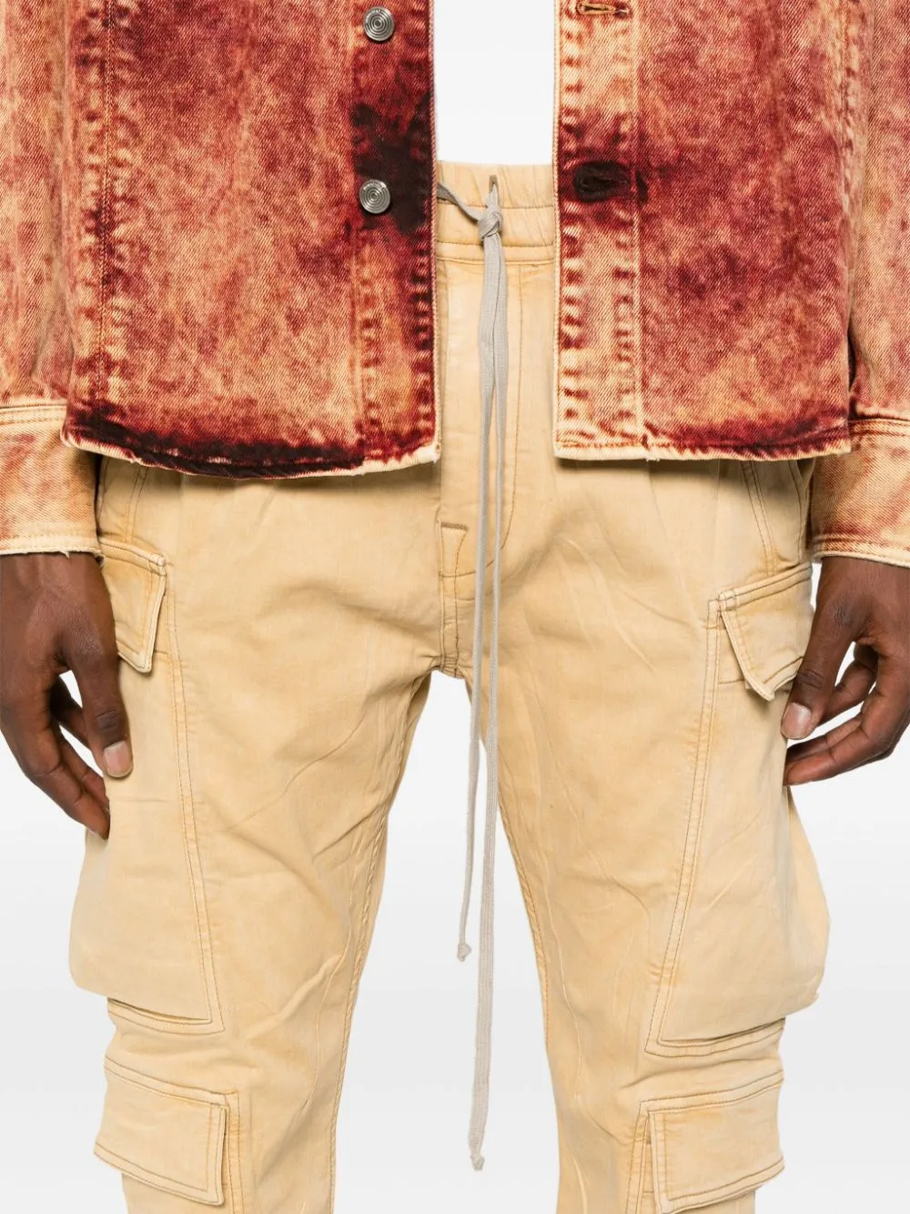 Pantaloni cargo in marrone di rick owens drkshdw - uomo