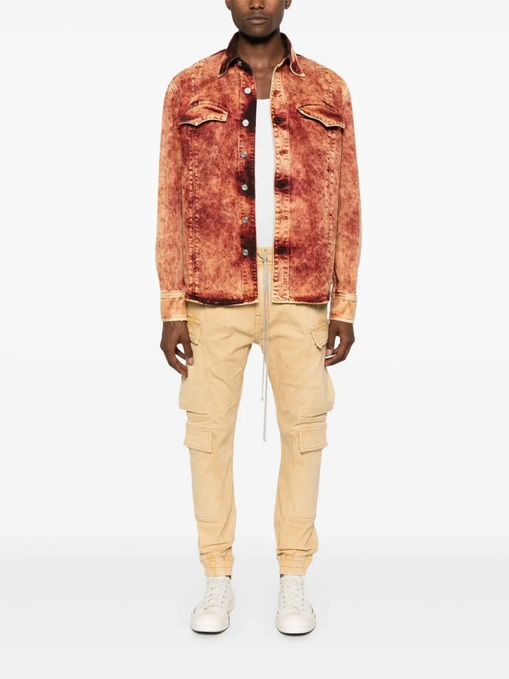Pantaloni cargo in marrone di rick owens drkshdw - uomo