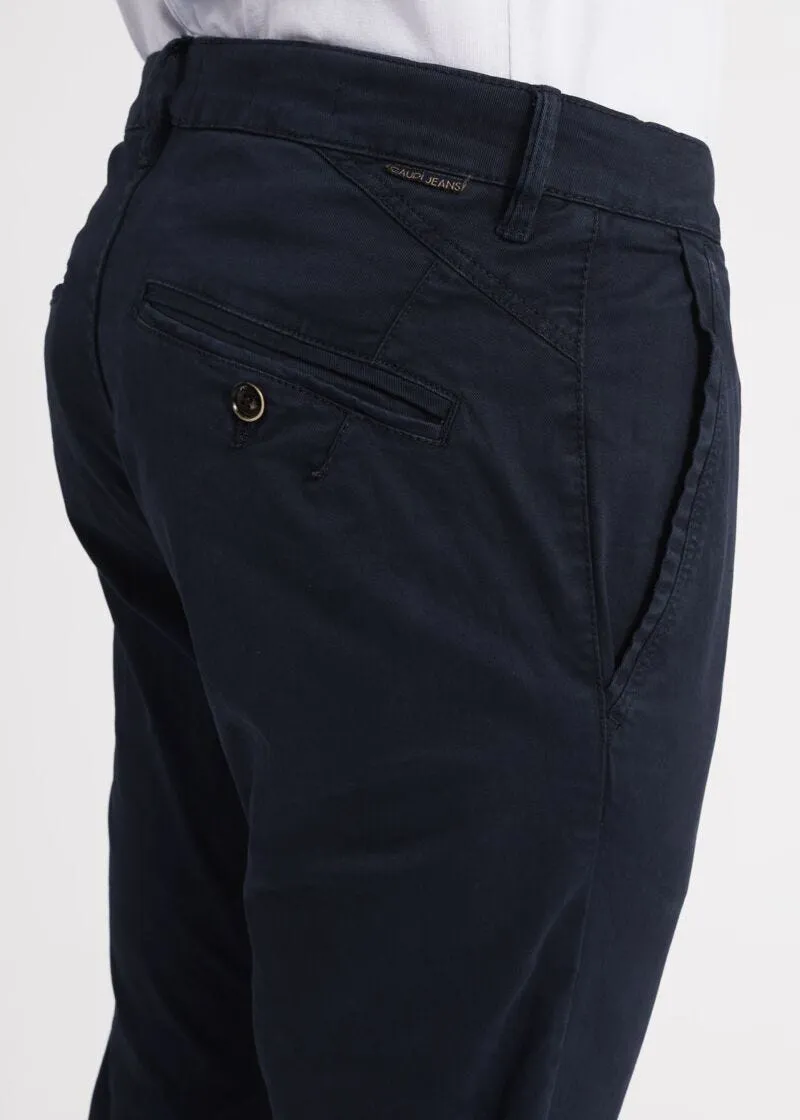Pantaloni chino in gabardina gessata