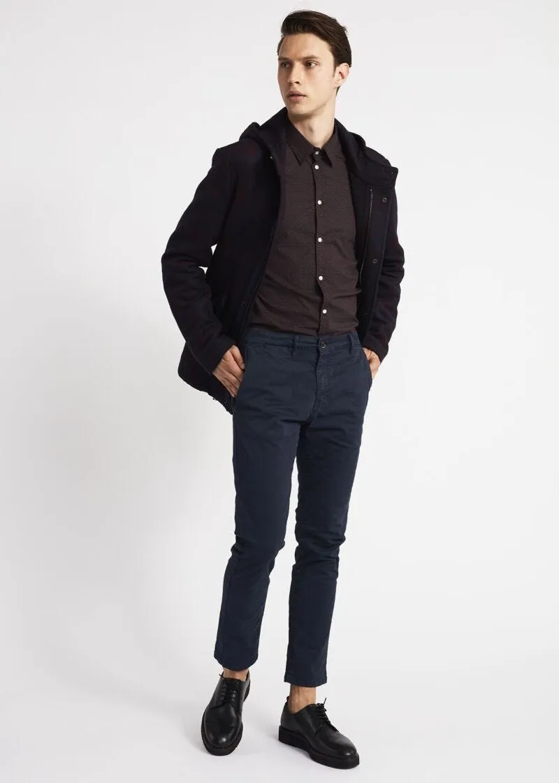 Pantaloni chino in gabardina gessata