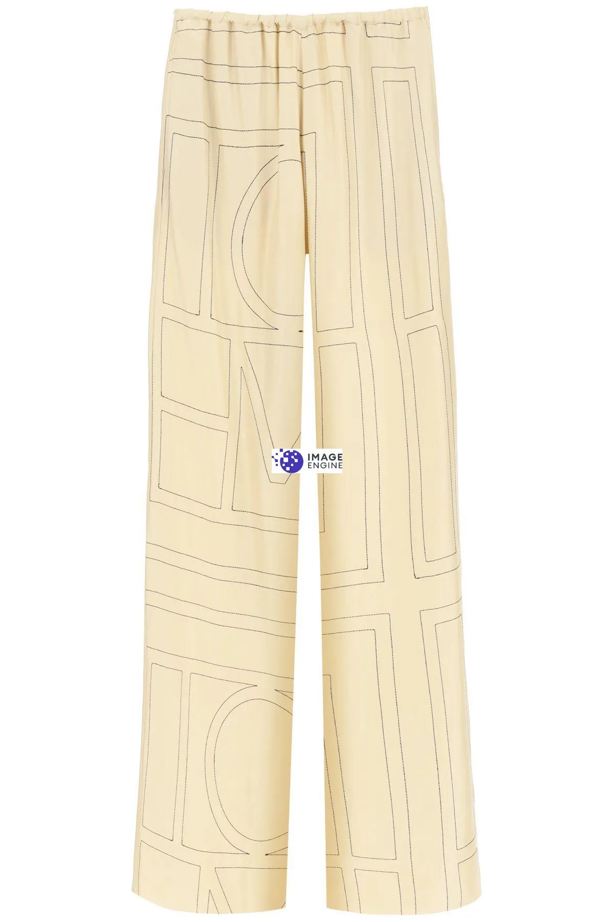 Pantaloni in seta ricamo monogram